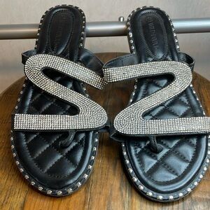 Wild Diva Lounge Black Sparkle Sandals‎ Size 10